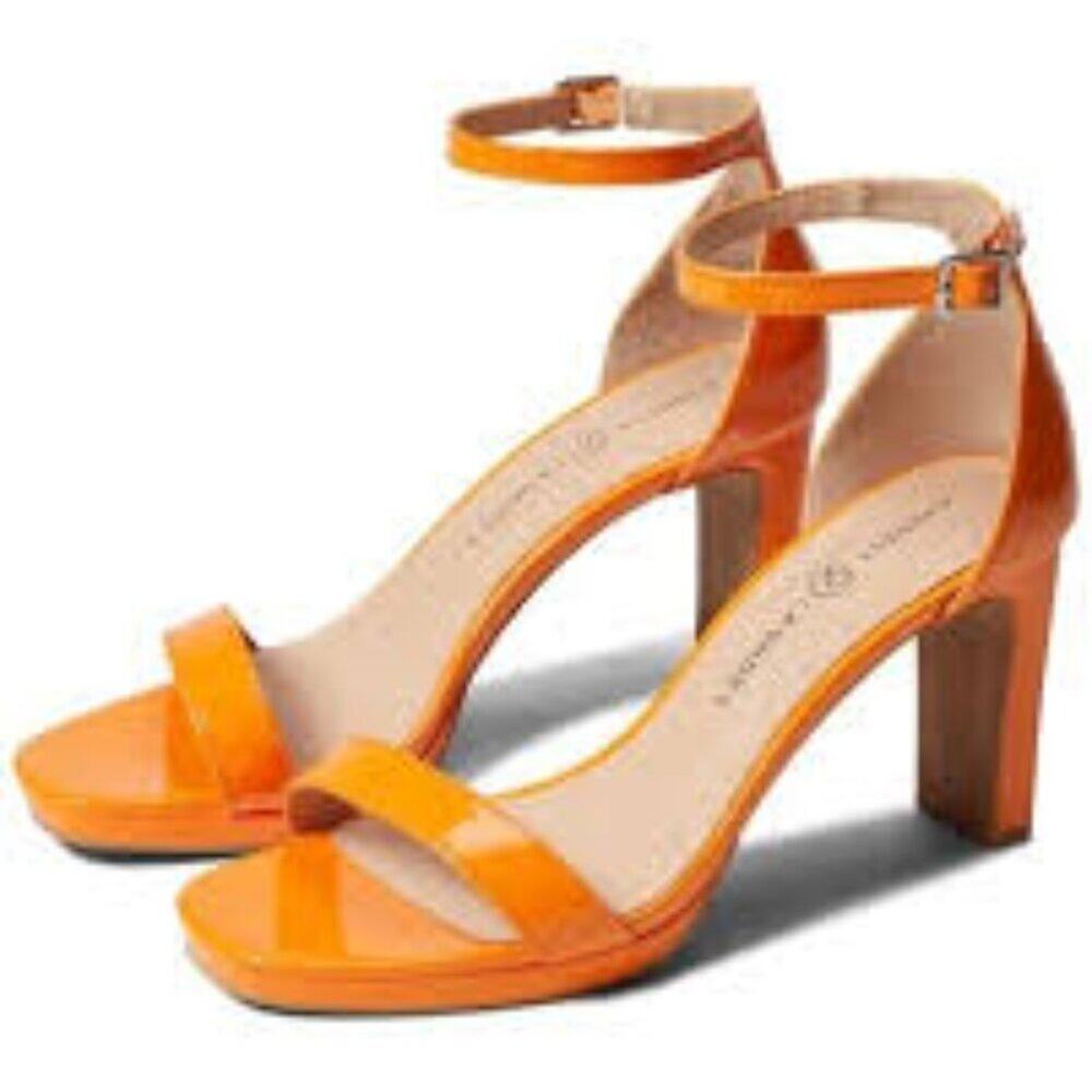 CHINESE LAUNDRY WOMEN'S TINIE PATENT ORANGE HEELED SANDALS SIZE 10 NO BOX